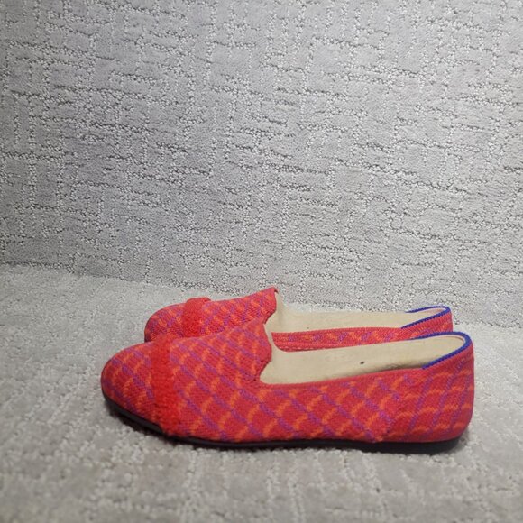 Rothy's The Loafer Girls Size US 1 Red Pomegranate Grid Round Toe Slip on Shoes - Picture 7 of 10